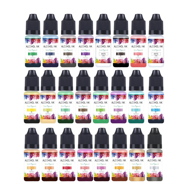 Resin Pigment Alcohol Ink - 10 ml/butelka 22 kolory atrament alkoholowy