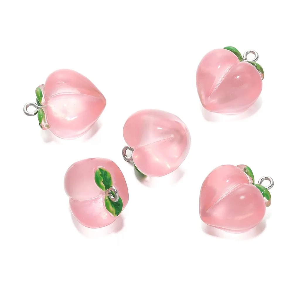 Resin Art Keychain - 10 szt. Przezroczyste różowe brzoskwiniowe zawieszki